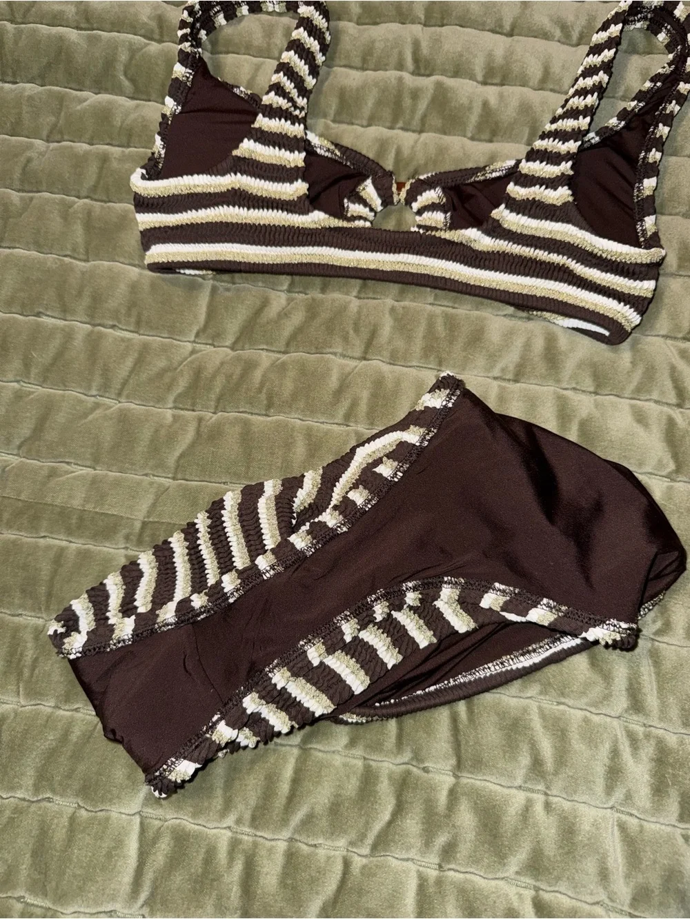 J. Crew Cream & Brown Striped Bikini Bottoms - Picture 3 of 7